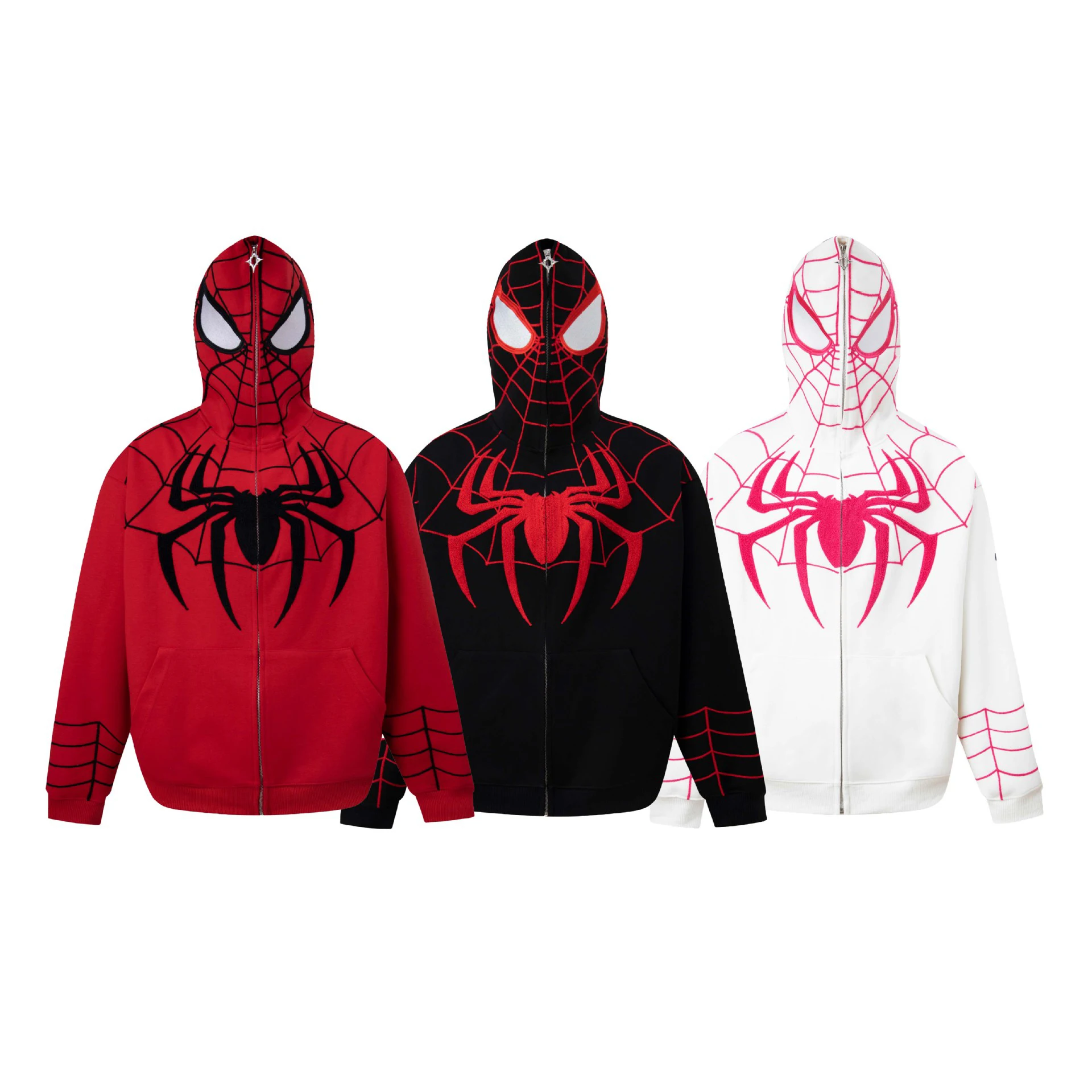 Firmranch New Spider Man Web Towel Embroidered Hoodies For Men Women Zip Up To Hood Sweatshirt Streetwear Spring Autumn Clothes