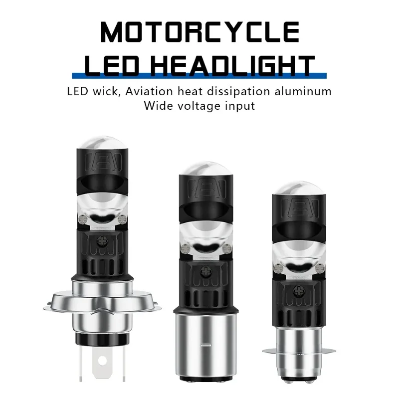 H4 BA20D LED Motorcycle Headlight Bulbs Hi Lo Beam P15D LED Motor Signal Lights Accessories 12-80V 1 Pcs
