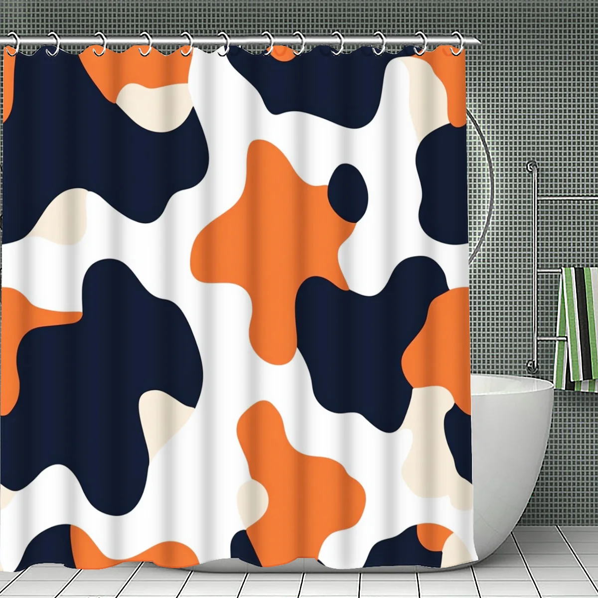 

Абстрактная шторка для душа с эффектом жидкости, 1 шт., с 12 крючками, для ванной комнаты и домашнего декора, полиэстер, 2D плоская печать, 70.8x70.8 дюймов