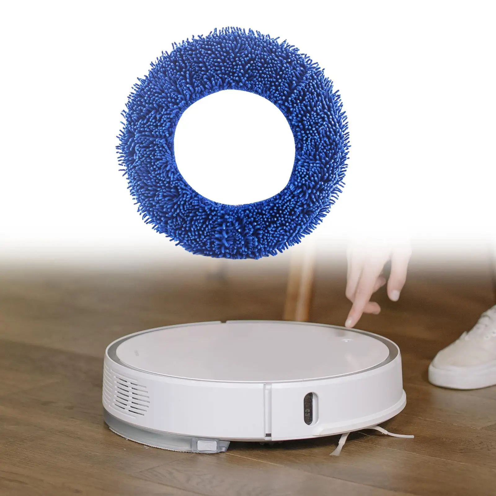 Mop Cloth Vacuum Cleaner Parts Round Shape Cleaning Mop Cloth Sweeping Robot Pad Cleaning Broom, Steam Mop Cloths, Blue