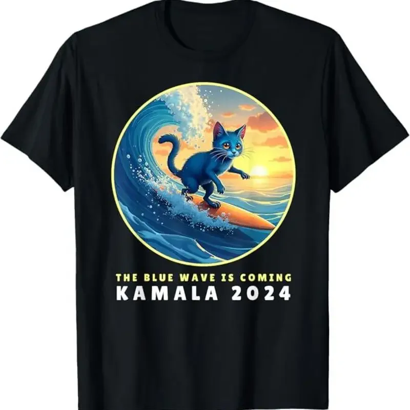 Blue Cats Wave For Kamala Funny Cat Lady Harris President T Shirt