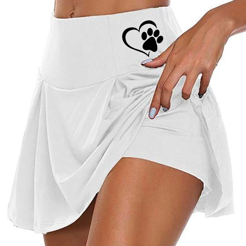 6 Colors Women\'s Fashion Solid Color Running Skirt with Double-Layer Tennis Golf Sports Hot Workout Shorts Gym Skirt S-5XL