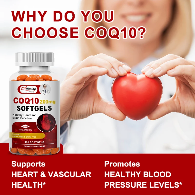 Coenzyme Q10 Capsules 500mg, for Circulation Stress Health and Body Energy, Better Absorption, Antioxidant Heart Health