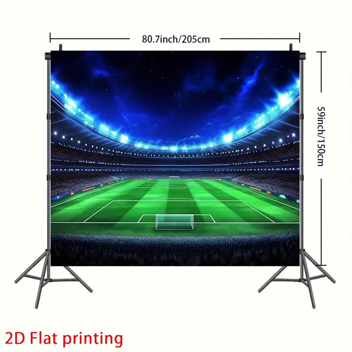 Soccer Stadium Green Field Night Lights Crowd 2D Flat Tapestry Backdrop For Sports Bar Decor Football Fan Wall Hanging