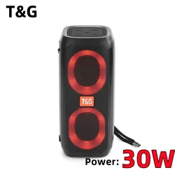 TG333 30W power wireless bluetooth speaker dual speaker card outdoor subwoofer RGB colorful lights with FM radio caixa de som