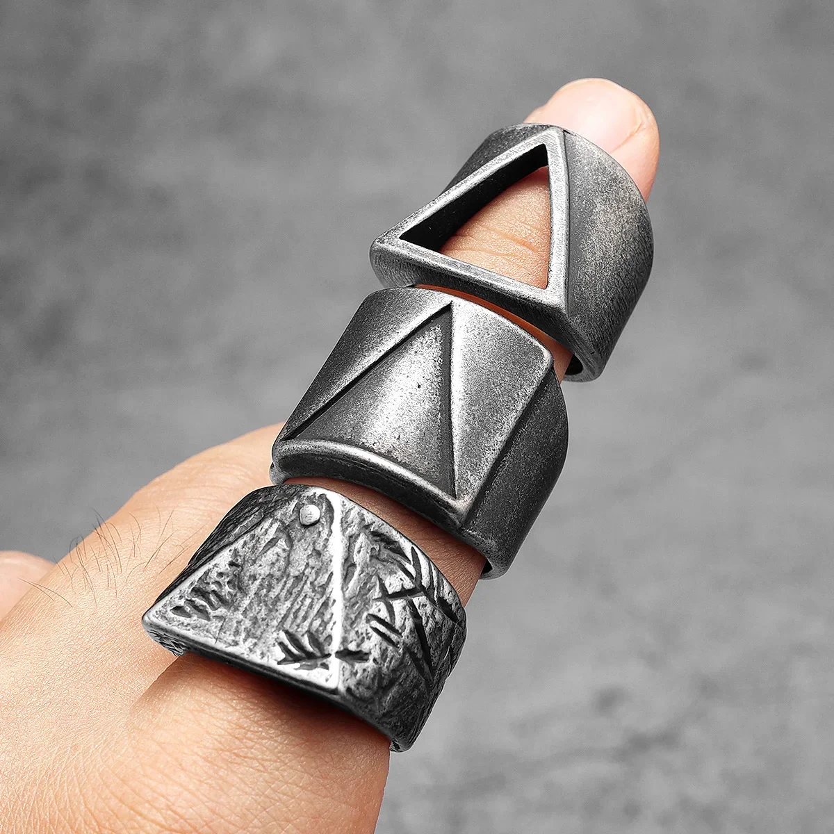 Retro Geometry Texture Men Rings Stainless Steel Women Fashion Jewelry Punk Trendy Luxury New In Accessories Gift Wholesale view 5