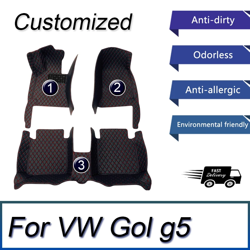 

Customized Artificial Leather Car Floor Mat For VW Gol g5 2008 2009 2010 2011 2012 Protect Your Vehicle's Interior Accessory