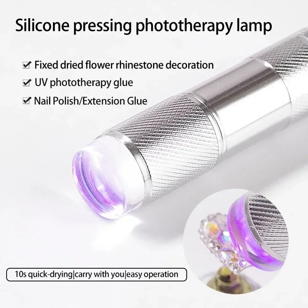 Mini luce portatile per pressa UV per nail art con testa per timbro in silicone gelatinoso, strumento ad asciugatura rapida