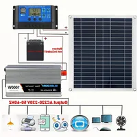 12V/24V Solar Panel System 18V 50W Solar Panel Battery Charge Controller 800W/1000W Solar Inverter Kit Complete Power Generation