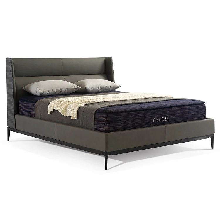 

Leather double backrest bed 1.5m 1.8 meters Nordic modern simple space