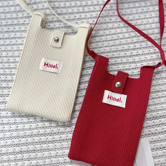 1 Dopamine Color Knitted Phone Bag, Portable Commuter Crossbody Bag for Women, Multicolor