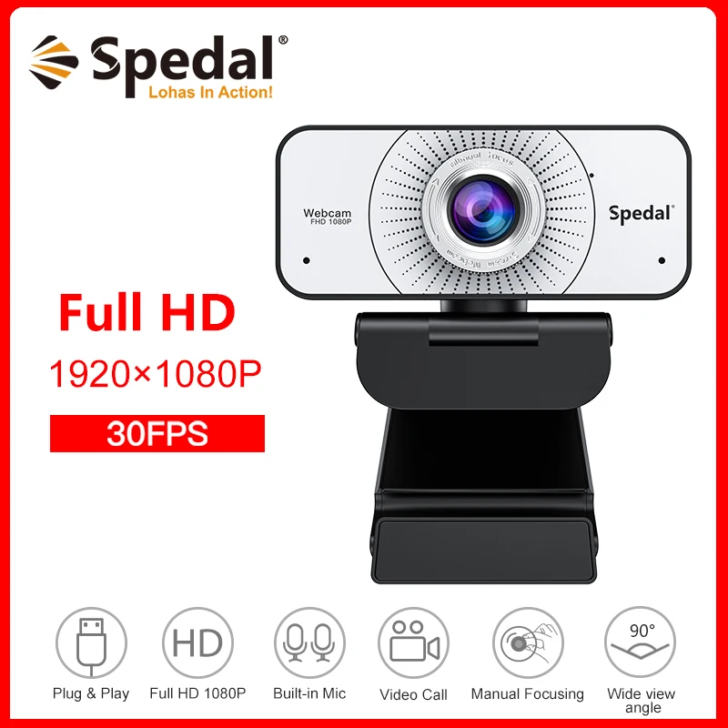 

Spedal MF821 Webcam 1080P Full HD Manual focus With Microphone USB Plug For PC Computer Mac Laptop Desktop YouTube Skype