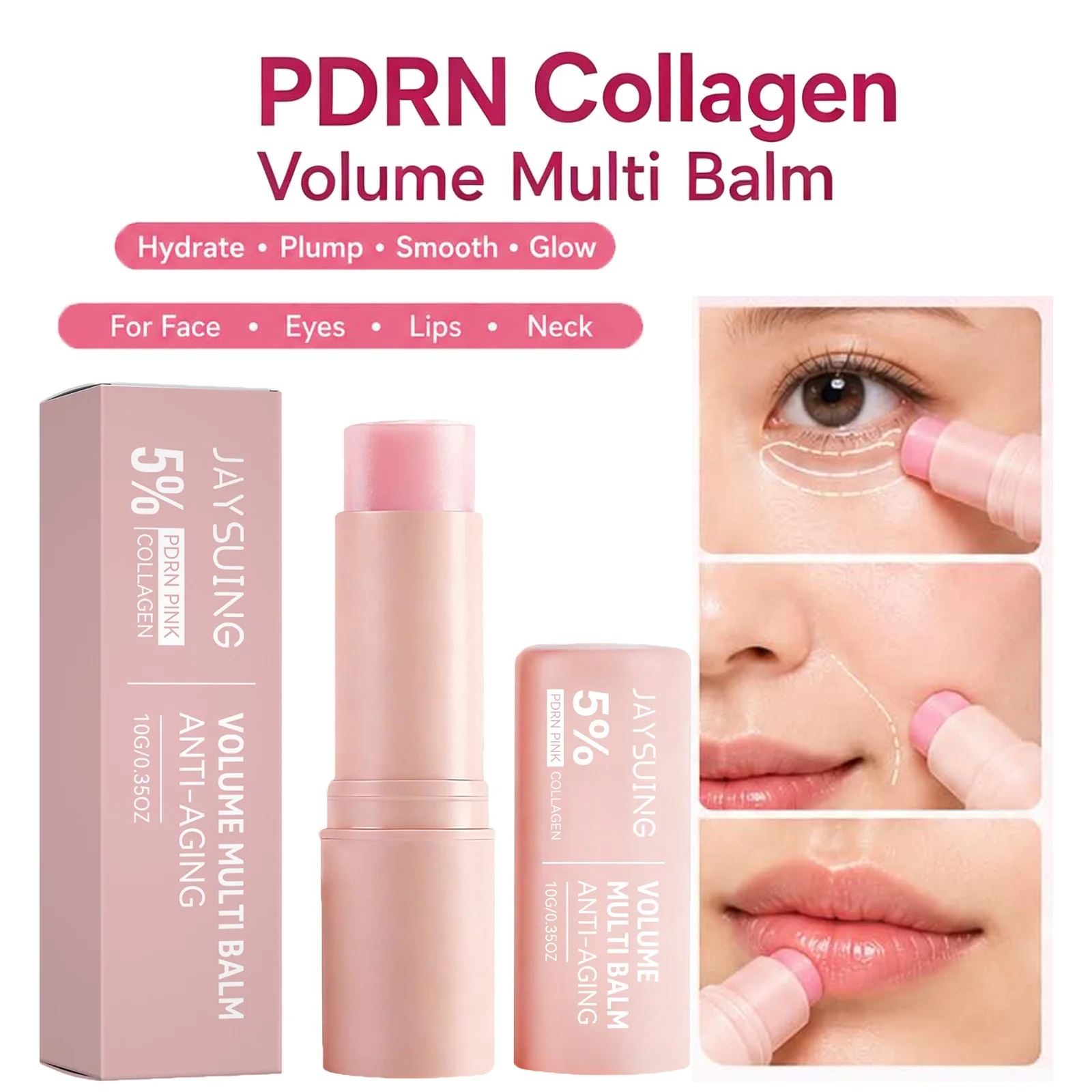 PDRN Collagen Multi Volume Balm Stick Firming Anti Wrinkle Collagen Glow Stick For Eye Neck Forehead Smile Lines Makeup Primer
