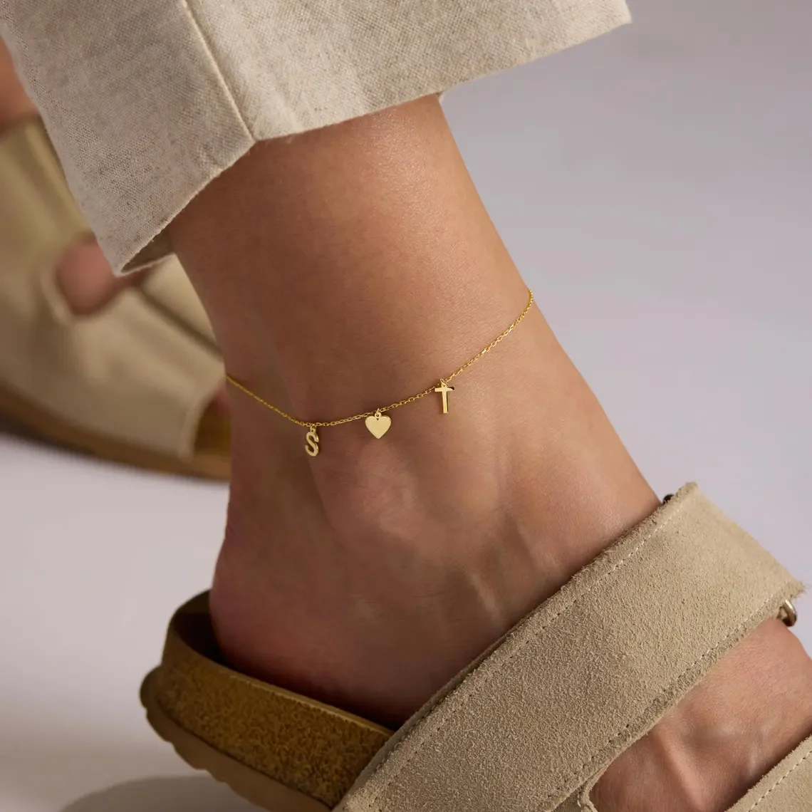 

Personalized Custom Name Anklet for Women Stainless Steel Chain Customized Letter Heart Star Anklet Chain Birthday Jewelry Gift