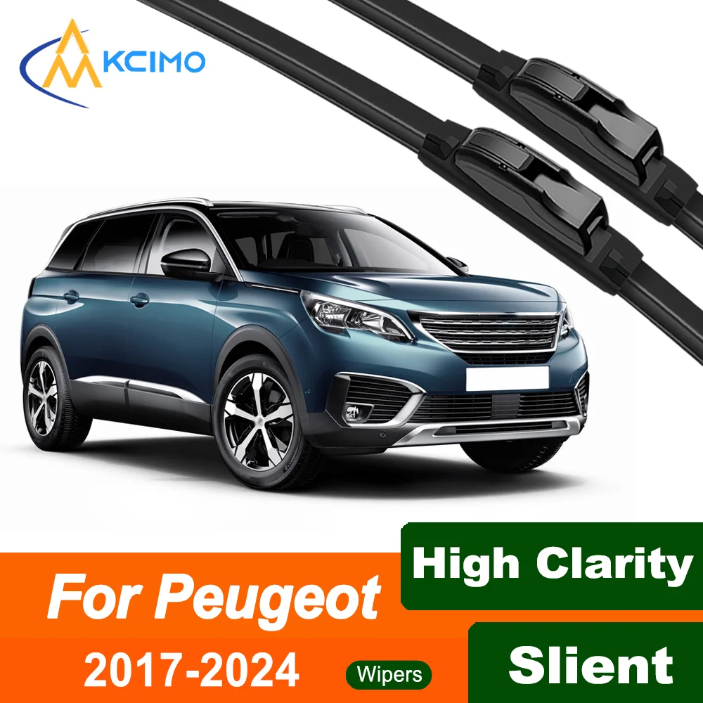 

Silent Black Front Wiper Blades Set for Peugeot 5008 P87 2017–2024 2018 Auto Windscreen Windshield Window Wiper Accessories