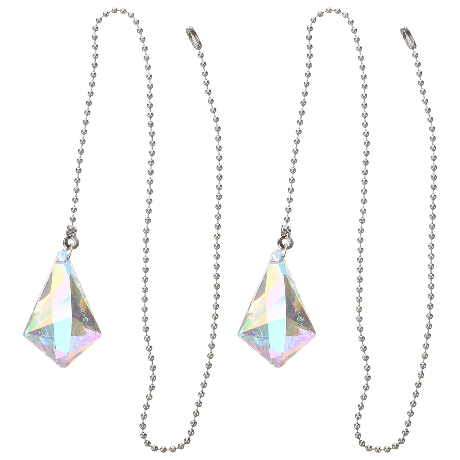 

2Pcs White Crystal Fan Pull Chains Decorative Ceiling Light Pull Extender Perfect Replacement for Home Ceiling Fan and Lamp