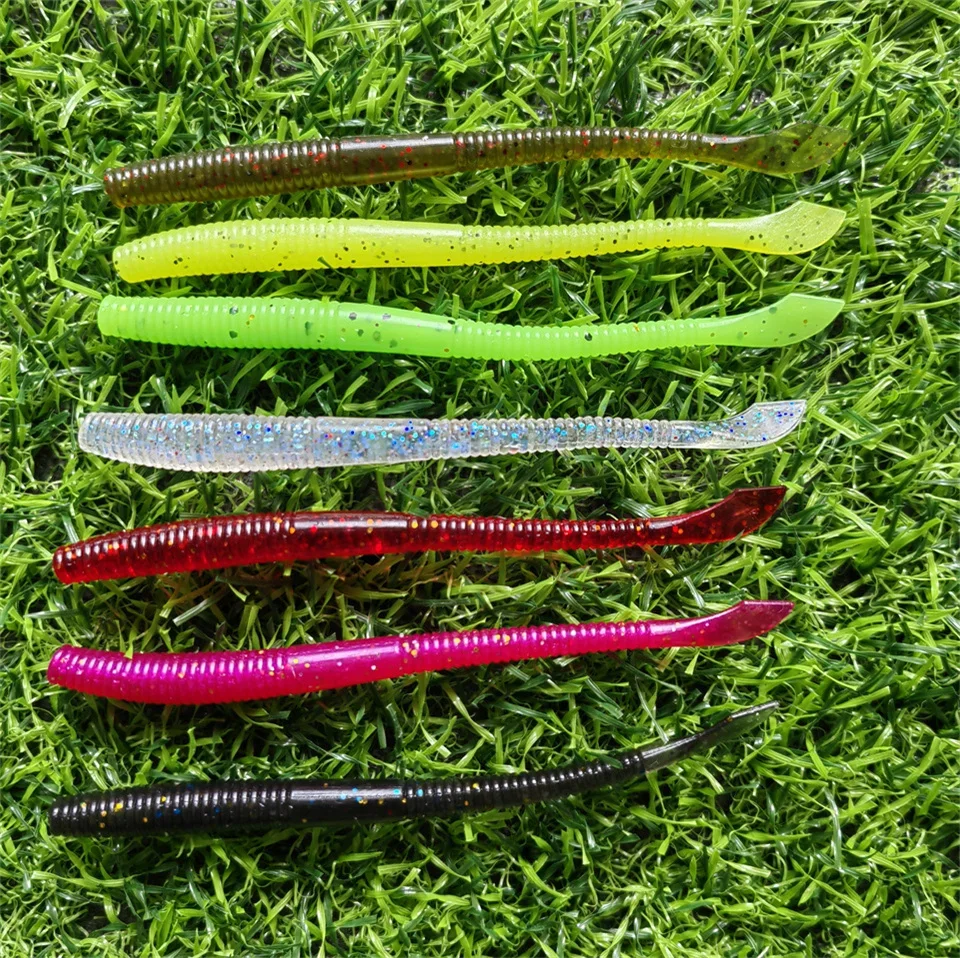 MUKUN 10 Stück Weichköder 10cm 2,3g Silikon-Wurm Sinkender Minnow Swimbait Wobbler für Süßwasser Bass Hecht Weiche Angelköder – Detail 1