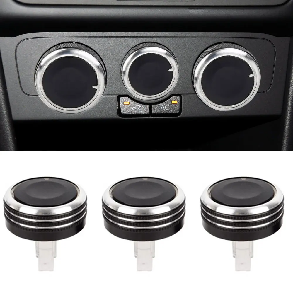 3Pcs/set Aluminum Alloy AC Knob Heat Control Switch Button Knob For VW POLO 2002-2013 2014 MK4 MK5 9N 9N3 6R