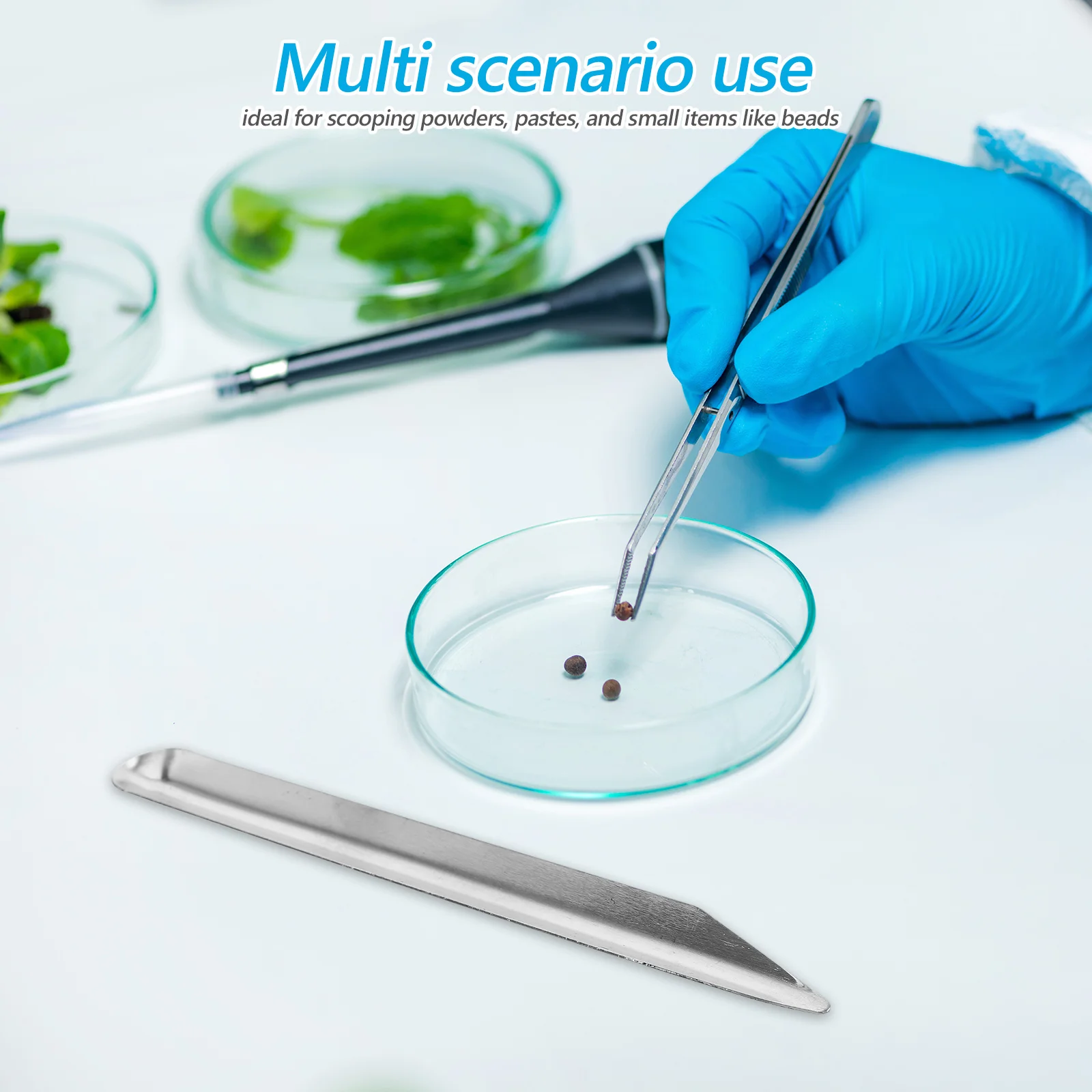 

3Pcs Lab Scoop Spatulas Stainless Steel Dual End Metal Curved Rounded Pointed Ends Powder Paste Transfer Lab Scoop Spatula