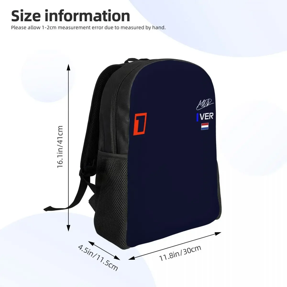 Custom Max Dutch Flag Number 1 Racing Car Driver Travel Backpack Men Women School Computer Bookbag College Student Daypack Bags