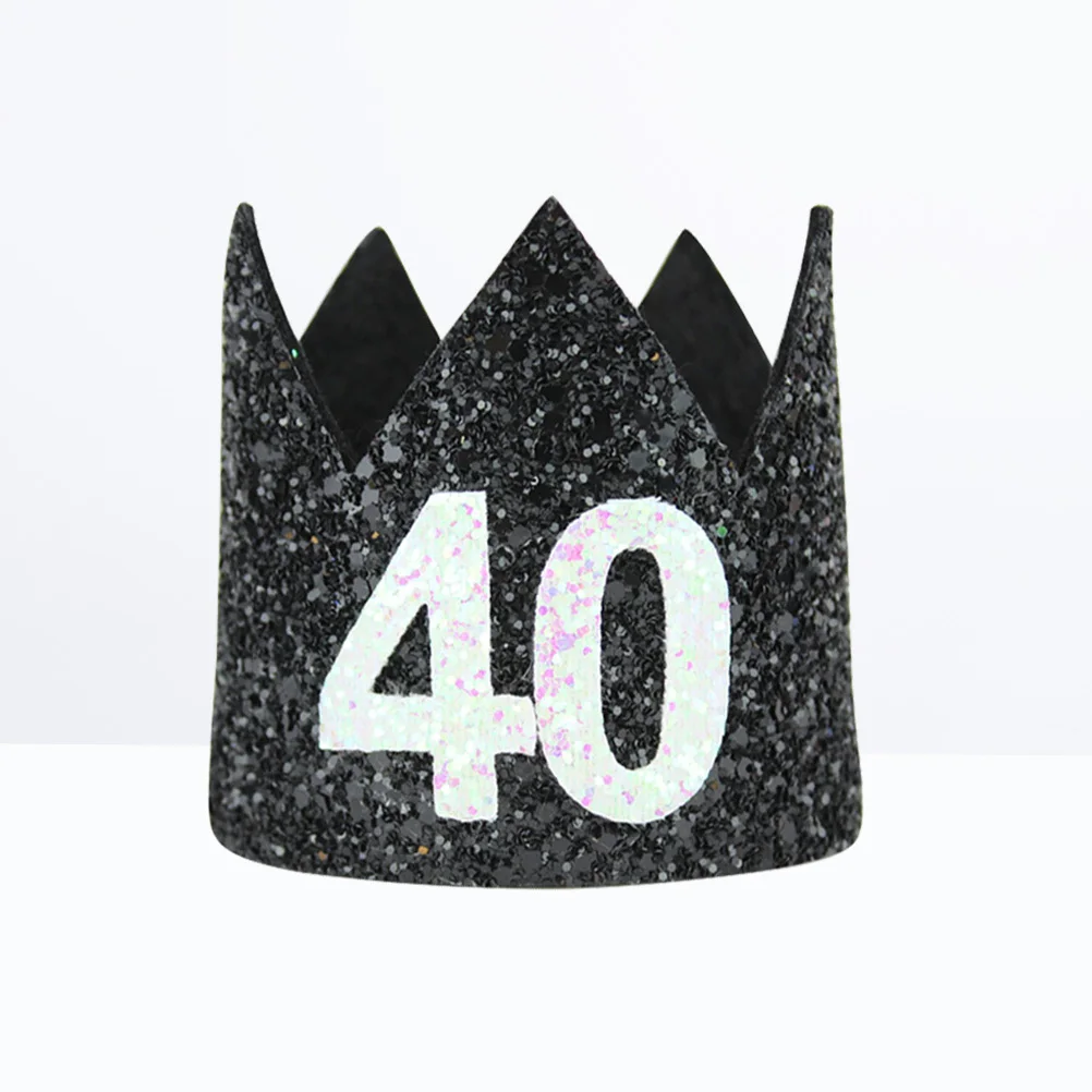 

Adult 40 Birthday Mini Hat Glitter Crown Design Party Decoration Costume Accessory Birthday Cap for Adults Glitter Hat