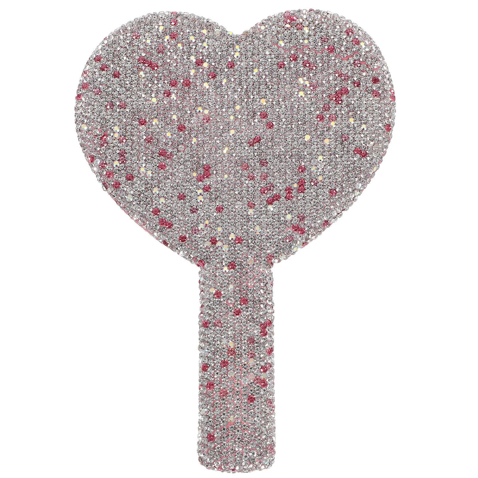 Heart Shaped Rhinestone Compact Purse Mirror Handheld with Handle Durable Mirror for Travel Makeup Touch Ups Makeup Compact