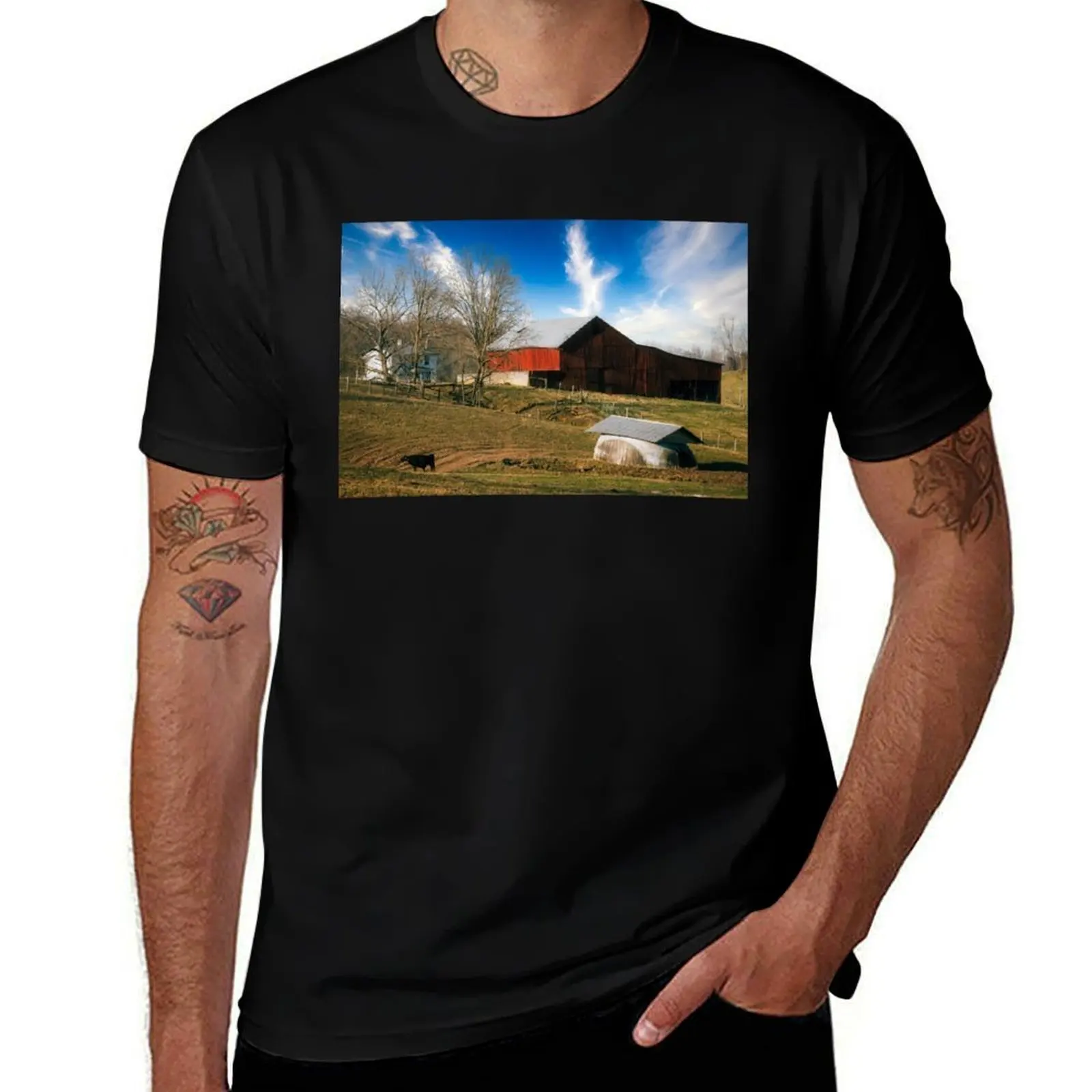 

Red Barn A Cow And The World's Shortest Silo T-Shirt valentines boutique clothes topping mens white t shirts