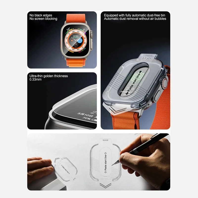 1-3 SZT. Łatwa Instalacja Szkło Hartowane do Apple Watch Ultra 2 49mm Ochrona Ekranu Przed Zarysowaniami Folia Ochronna do iWatch Ultra 3 — zdjęcie produktu 4