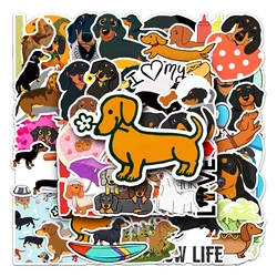 50Pcs Sausage Dog Series Cartoon Cute Waterproof Sticker Skateboarding Snowboard Retro Vinyl Sticker