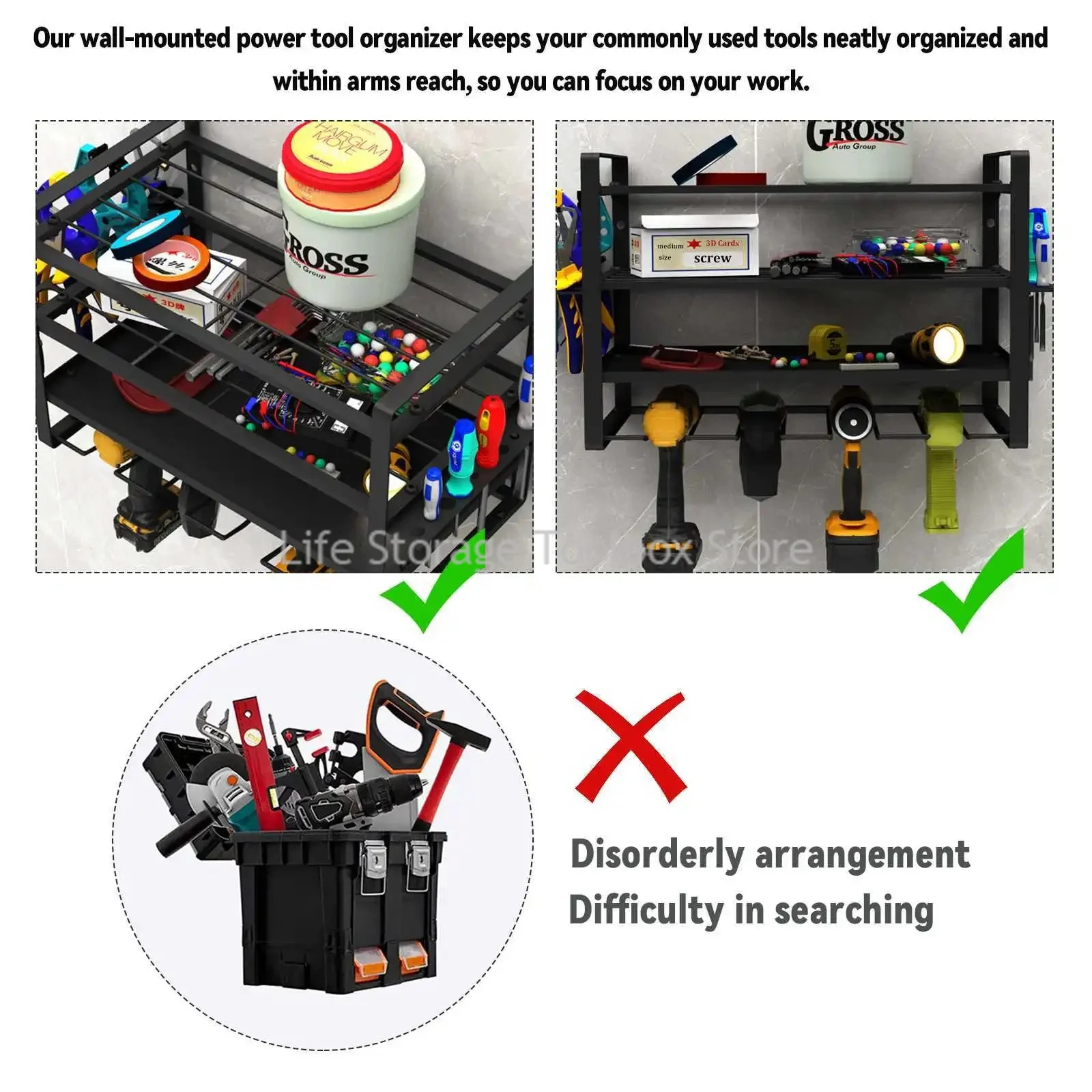 Heavy Duty Power Tool Organizador, 3 Suportes de Broca Camada, Montagem na Parede, Metal Organizadores e Armazenamento Rack para Garagem e Oficina