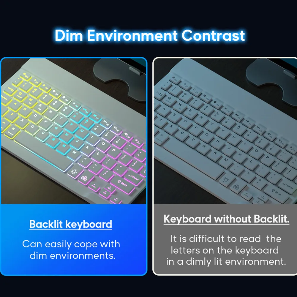 แป้นพิมพ์สำหรับแท็บเล็ต Android IOS Windows ไร้สาย Teclado แป้นพิมพ์ Bluetooth-ใช้งานร่วมกับ Rainbow Backlit คีย์บอร์ดสำหรับ iPad โทรศัพท์