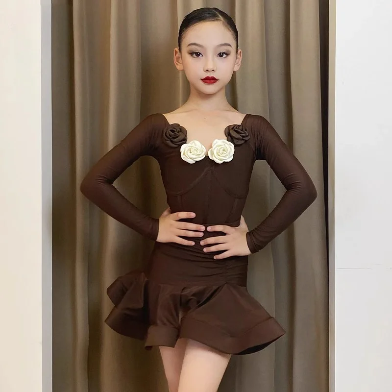 

Latin Dance Dress 2025 New Girl's Practice Dress with Advanced Sense, Children's New Design Latin Dance Clothing Practice Suit