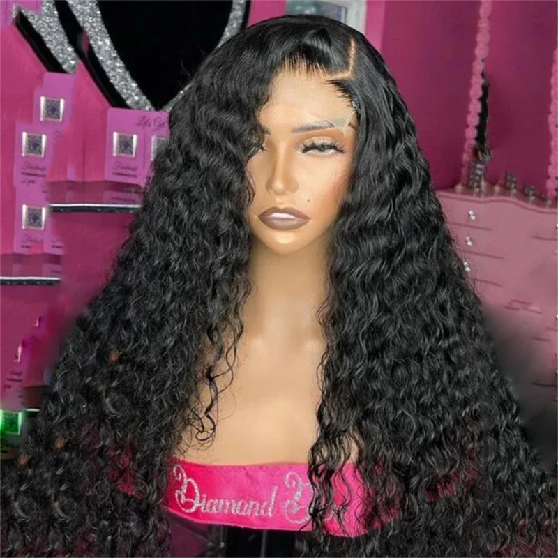 Deep Wave 13x4 Lace Wigs For Black Women Chocolate Brown Kinky Curly Lace Wig HD Transparent Curly Lace Closure Wig Glueless Wig