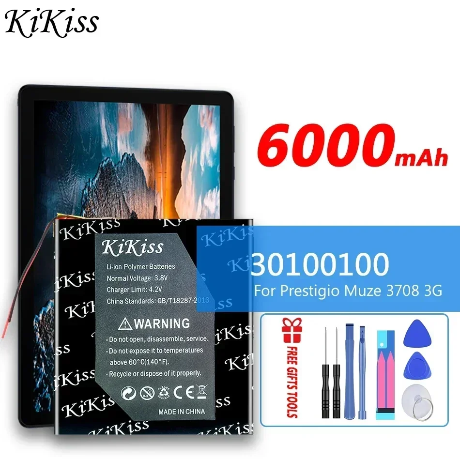 6000mAh KiKiss Powerful Battery 30100100 For Prestigio Muze PMT3708D PMT3708C 3708 3G PMT3708_3G Laptop Replacement Bateria