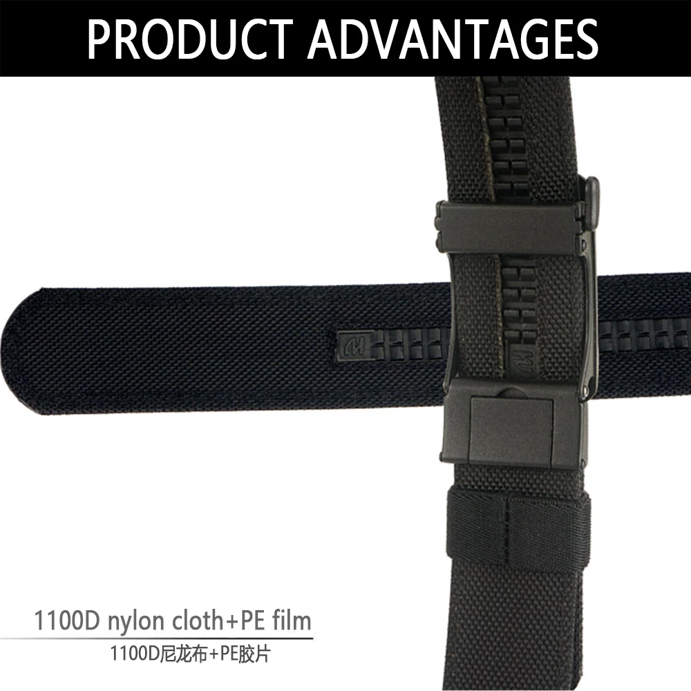 TUSHI New Men's Military Pistol Gun Belt Metal Automatic Buckle Sturdy Nylon Tactical Belt Outdoor IPSC Casual Waistband Male