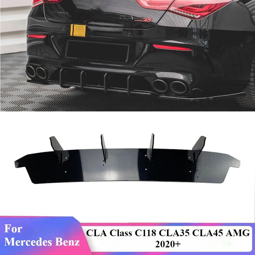 

For Mercedes Benz CLA Class C118 CLA35 CLA45 2020+ AMG Hihg Quality ABS Rear Bumper Diffuser Spoiler Splitter Lip Body Kit