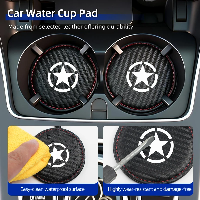 Car interior leather-edge water cup holder For Jeep Grand Cherokee Compass Patriot Renegade Wrangler Liberty Trailhawk Rubicon