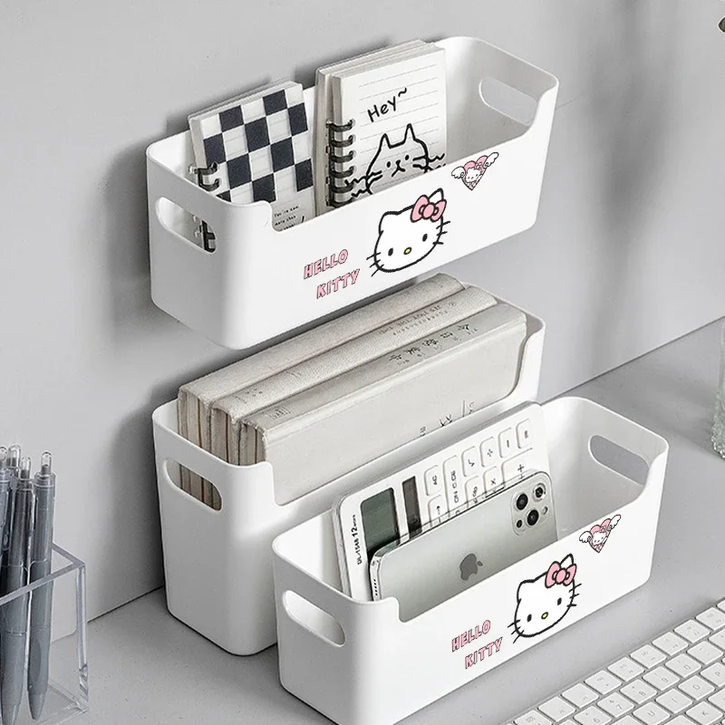 Hello Kitty Sanrio Storage Box Anime Cute Kawaii No Punching Required Cartoon Jewelry Stationery Cosmetics Storage Box Toys