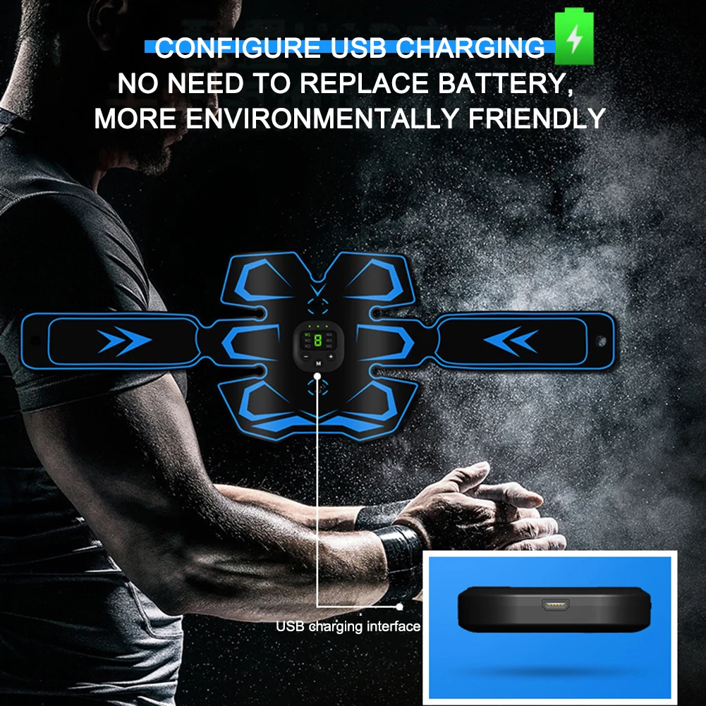 

EMS Abdominal Training Device USB Rechargeable Electric Smart Trainer Belt Weight Loss Fitness Vibration Belt for Men and Women
