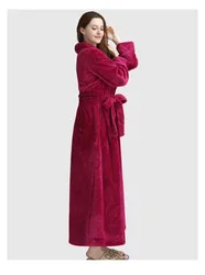 Ladies Comfortable Pajamas Autumn Winter Warm Coral Velvet Long Style Nightgown Female Flannel Bathrobe Plus-down Thickening