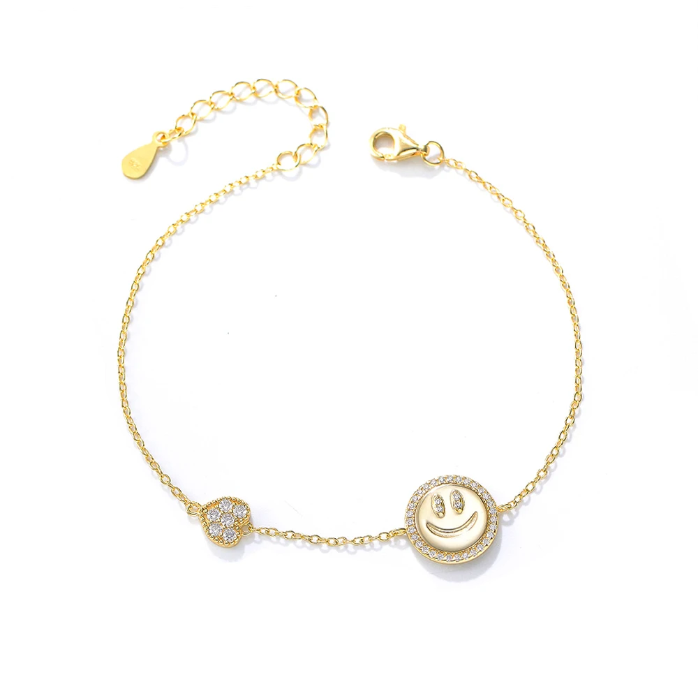 

Женский браслет из чистого серебра с цирконом в форме улыбающегося принца, уникальный дизайн, элитные модные украшения в стиле Ins