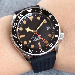 37MM Small Diver GMT SKX Mod SKX013 NH34 Automatic Wristwatch 200m Diving Waterproof Steel Men Watch Orange mark Dial Rejor