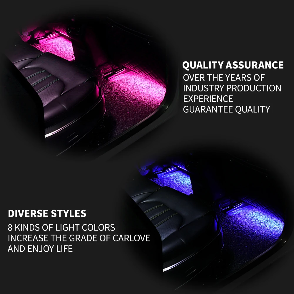 2PCS Interior Footwell LED Light for Toyota Camry Corolla RAV4 Crown Lexus accessories glovebox Decorative Illuminator Connector