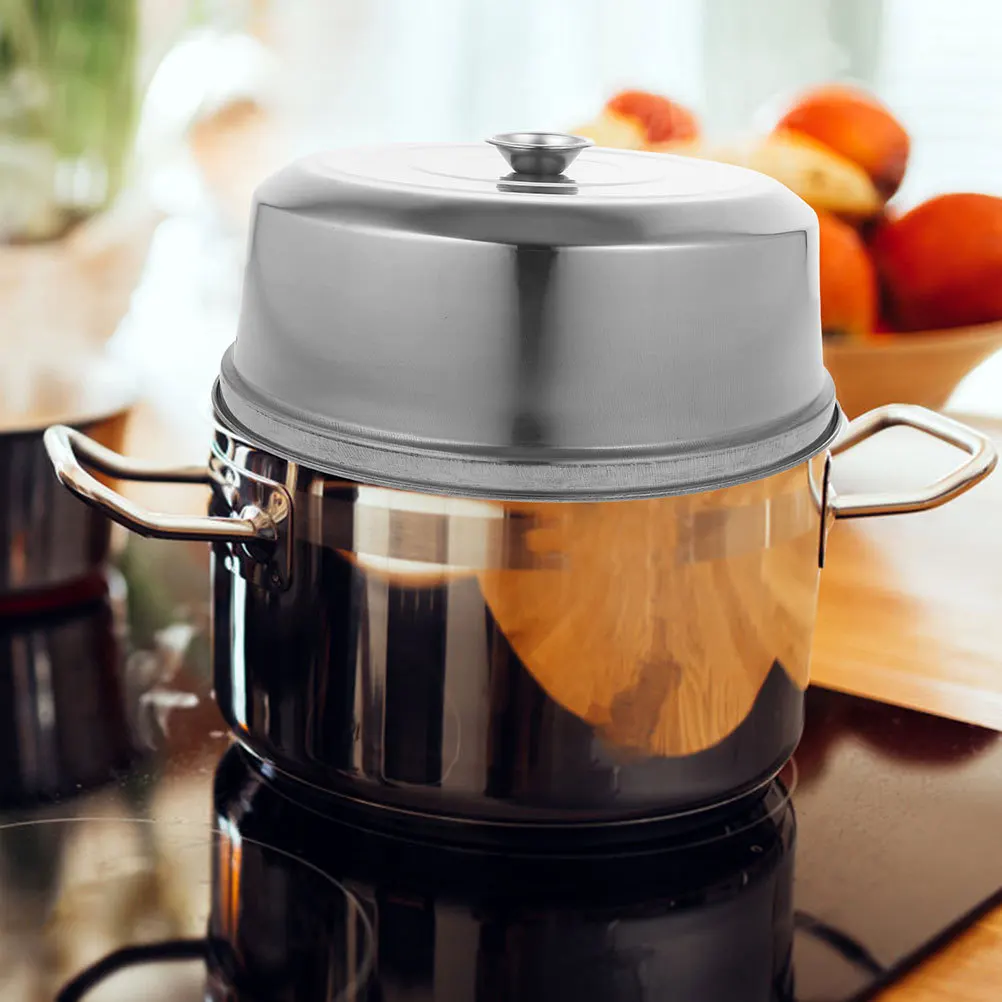 

Thickened Stainless Steel Steamer Cover With Handle For Home Kitchen School Cafeteria Bun Shop Multi Functional Cooking