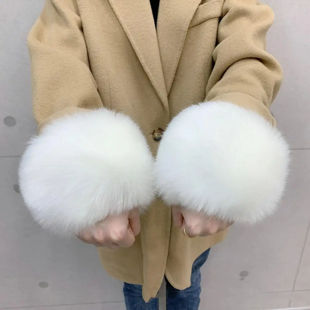 Winter Coat Sleeve Accessories Faux Fur Cuffs for Coats Jackets Celebrity Lady Prom Party Sleeve Add-ons Thick Warm Winter