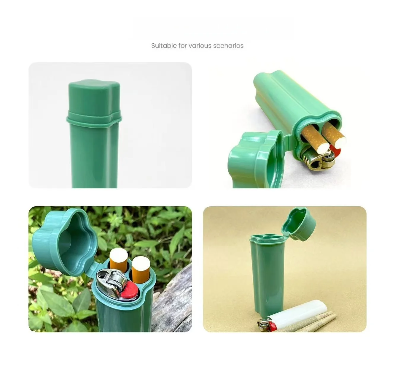 1Pcs/Waterproof Herb Storage Box, 3-in-1 Stash Jar with Lighter Compartment & Pre-Roll Tubes