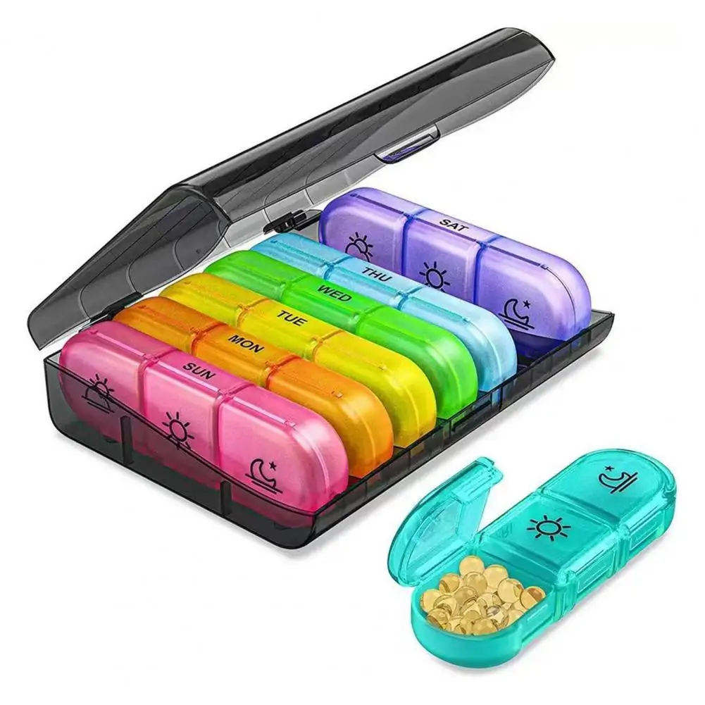 Weekly Pill Organizer with 21 Grids Easy Open Organizer Flips Cover Leak Proof Travel Safe Pill Box for Health Supplements