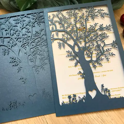 10pcs Wedding Party Invitation Card,Laser Cut European Invitation Card,Menu Cover,Tree Greeting Card for Party Favor Decoration