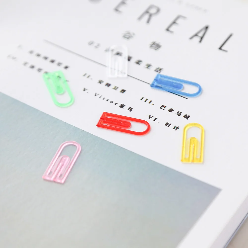 1Box ABS Colorful Mini Paper Clips Kawaii Stationery Candy Color Clear Binder Clips Photos Tickets Notes Letter Paper Clip