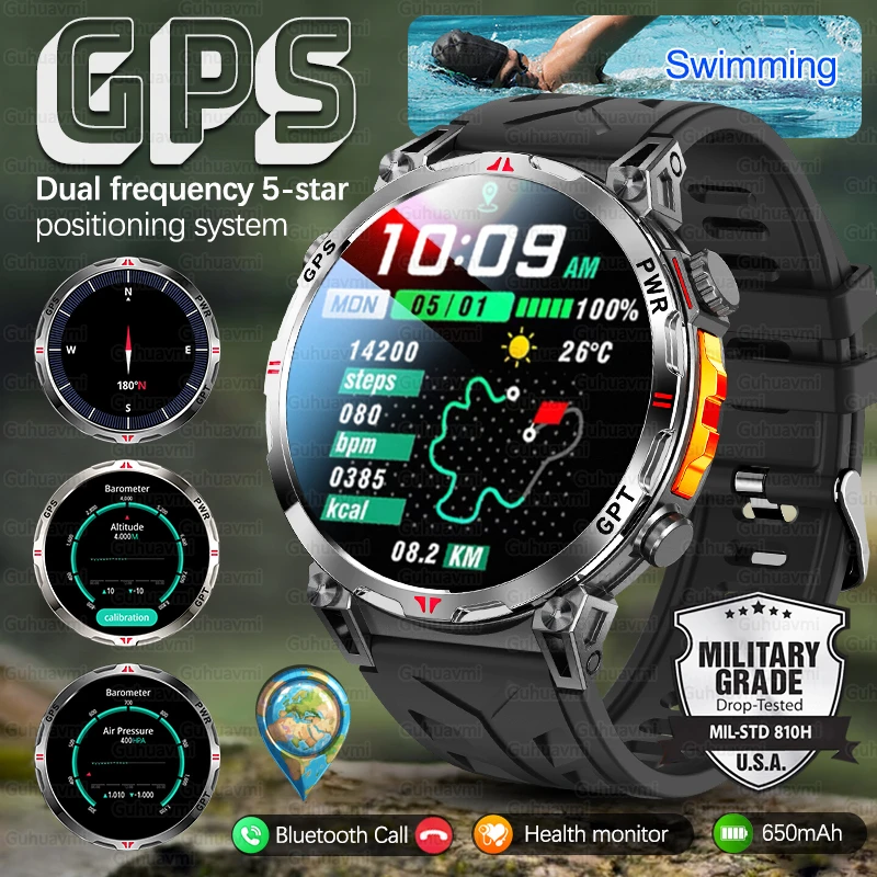 

Новинка 2025 года, умные часы с AMOLED-экраном, GPS, 3 атм, водонепроницаемые, для фитнеса, отслеживания сердечного ритма, BT-вызов, профессиональные спортивные умные часы, 650 мАч